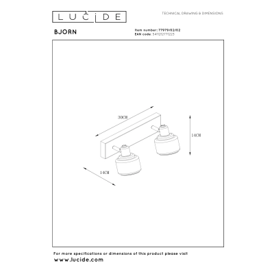 Lampa sufitowa gold 2xE14 spot BJORN 77979/02/02 Lucide
